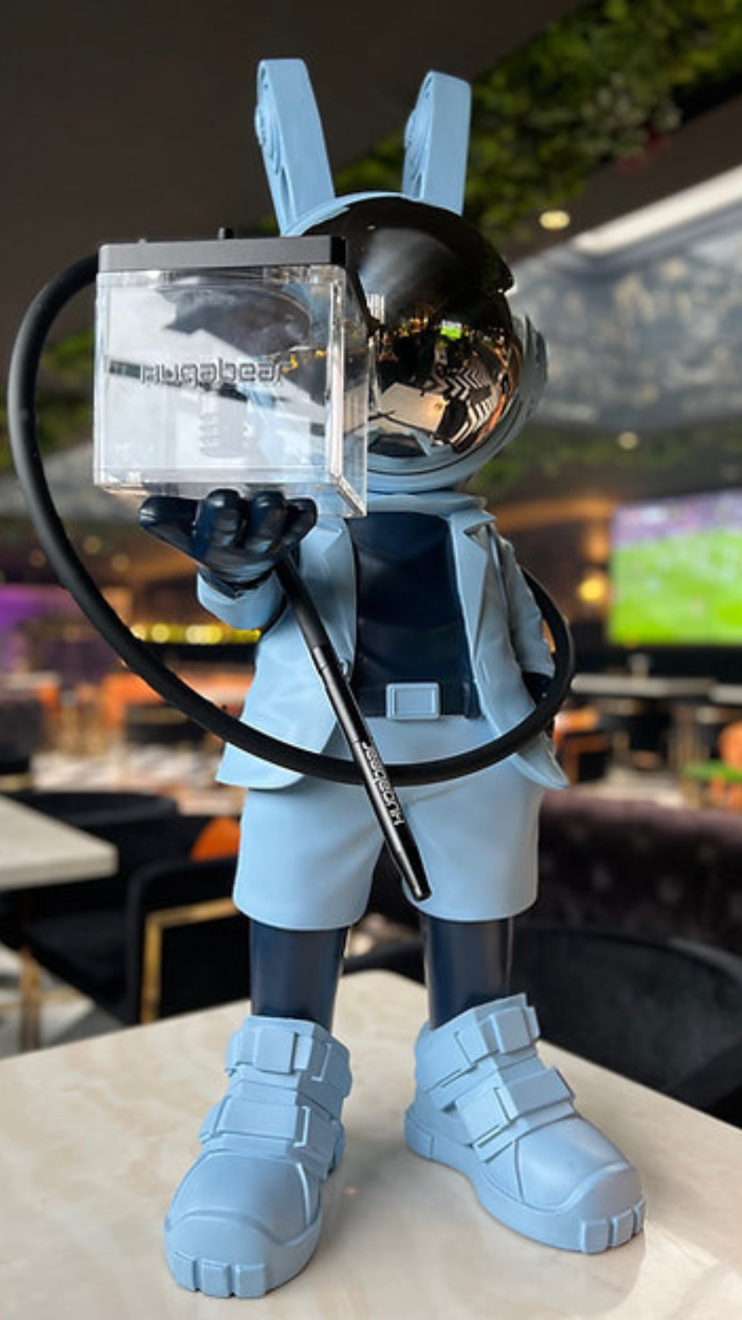 AstroSmokes Bear V4 – Chrome Bunny Hookah with Premium Cube Base